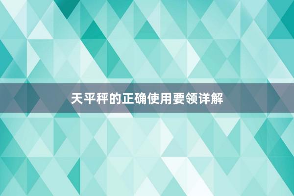 天平秤的正确使用要领详解